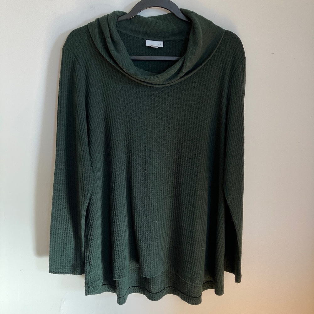 J. Jill Dark Green Waffle Knit Top - Size XL